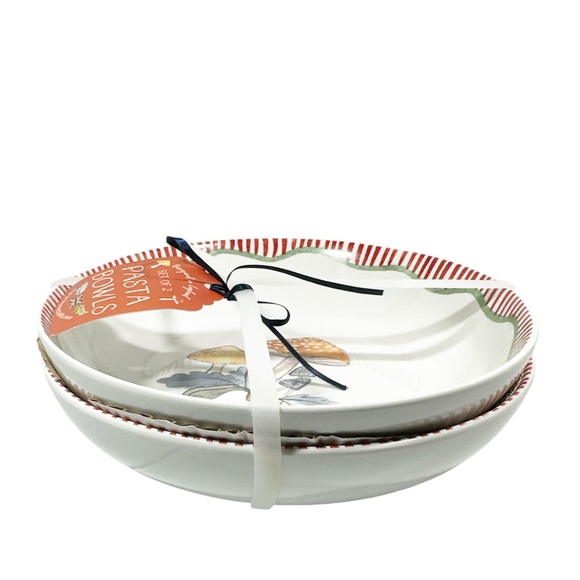 NEW Harvest Green Studios MUSHROOM PASTA BOWLS Set/2 - Picture 3 of 6